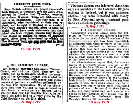 Irish Brigade home 1919