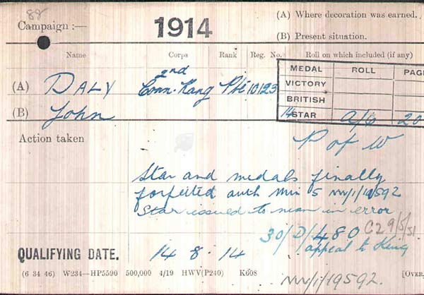 John Daly medal card