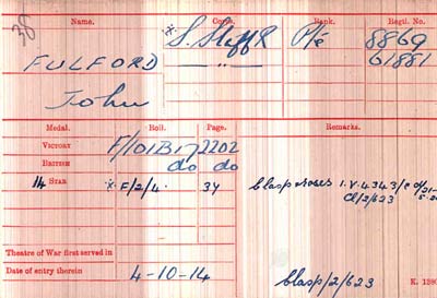 fulford irish brigade medal card