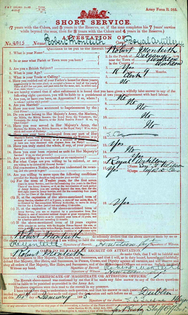 monteith service record rha