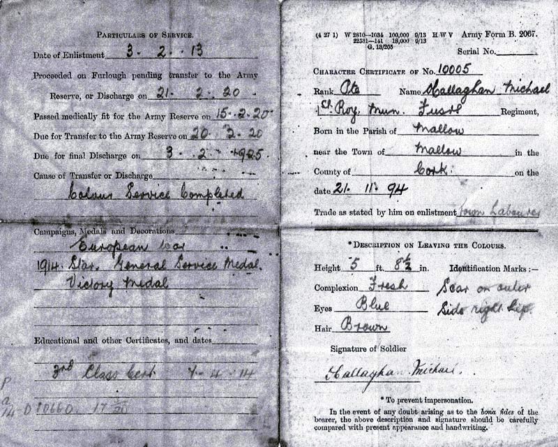 Michael O'Callaghan discharge cert