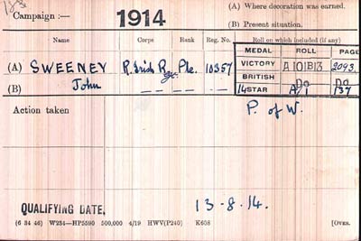 John Sweeney medal card